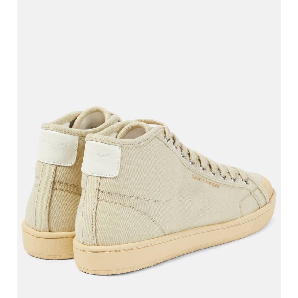 NEW Saint Laurent Court Classic SL/39 Beige Coffee Canvas High-Top Sneakers Luxe - Picture 3 of 16